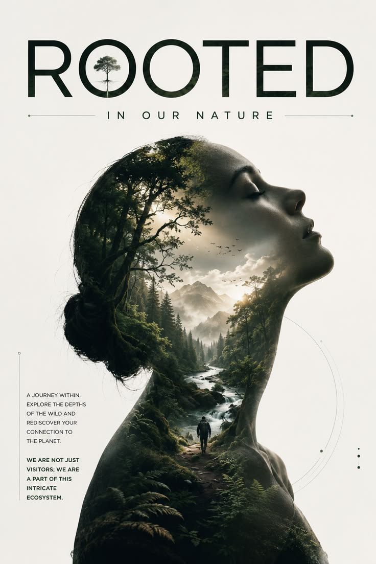 Create a minimalist double-exposure poster, vertical 2:3 ratio, off-white backgr — DALL-E AI Image Prompt