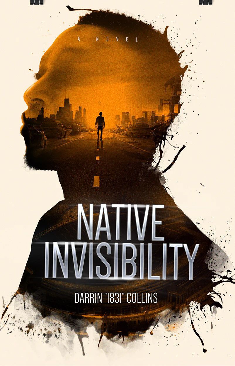 Create a cinematic double-exposure book cover, vertical 2:3 ratio, off-white pap — DALL-E AI Prompt